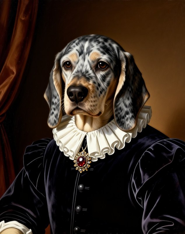 Renaissance pet portrait sample (AI-generated)