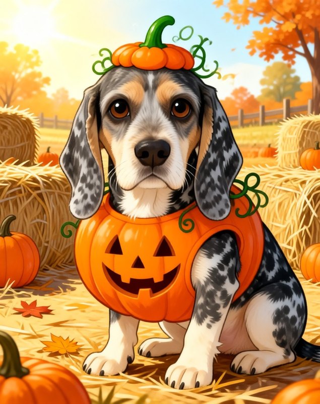 Pumpkin Patch pet portrait sample (AI-generated)