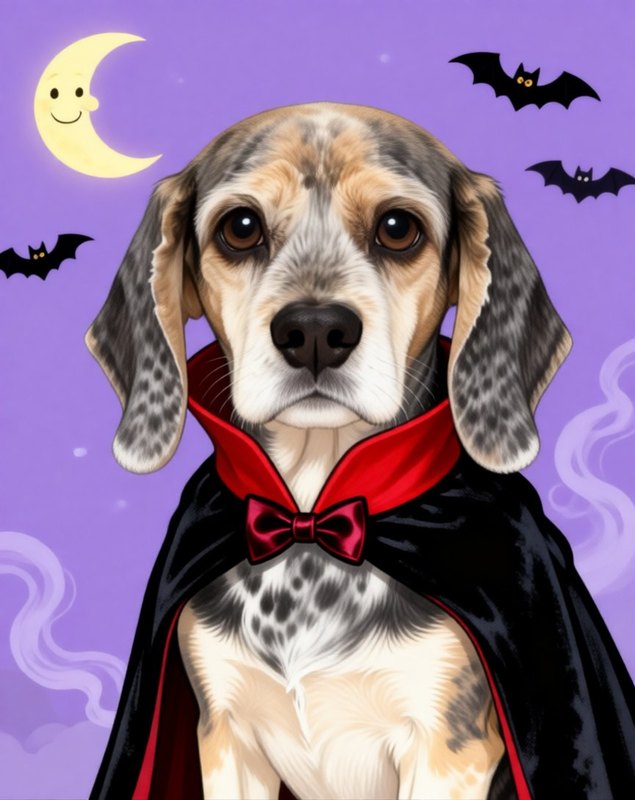Cute Vampire pet portrait sample (AI-generated)