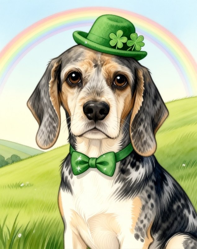 Lucky Charm pet portrait sample (AI-generated)
