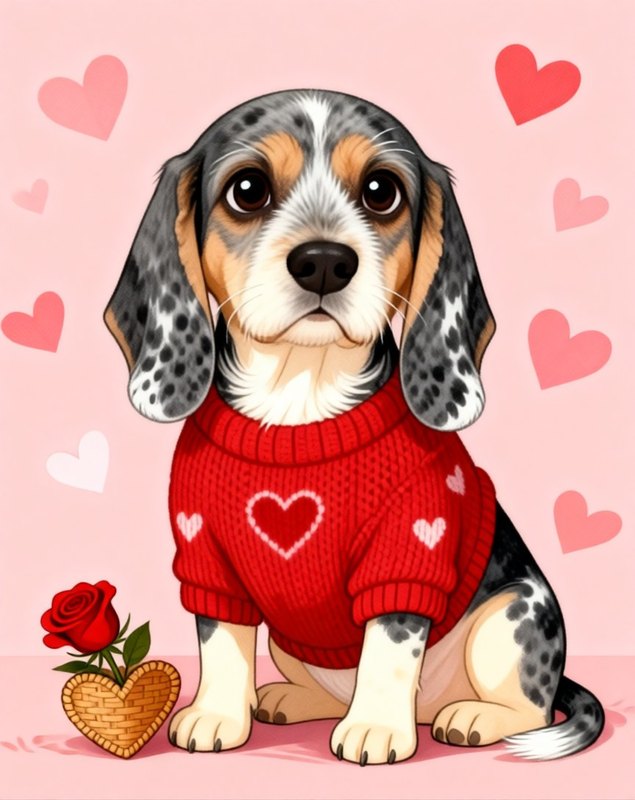 Be Mine pet portrait sample (AI-generated)